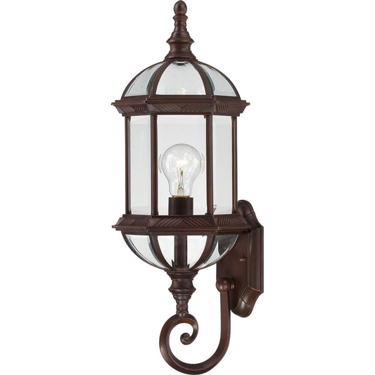 Nuvo Boxwood 22in 1-Light Outdoor Wall Sconce | Traditional Rustic Bronze and Clear Beveled Glass | Covered Patio & Entryway | 8 x 7.875 x | Model 60-4972