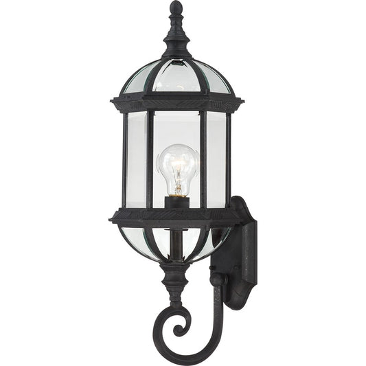 Nuvo Boxwood 22in 1-Light Outdoor Wall | Traditional Textured Black and Clear Beveled Glass | Covered Patio & Entryway | 8 x 7.875 x 22 in | Model 60-4973