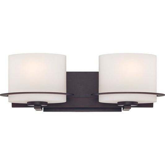Nuvo Loren 18.75in 2-Light Vanity Light | Contemporary Venetian Bronze and Etched Opal Glass | Bathroom Vanity | 18.75 x 7.125 x 6.25 in | Model 60-5002