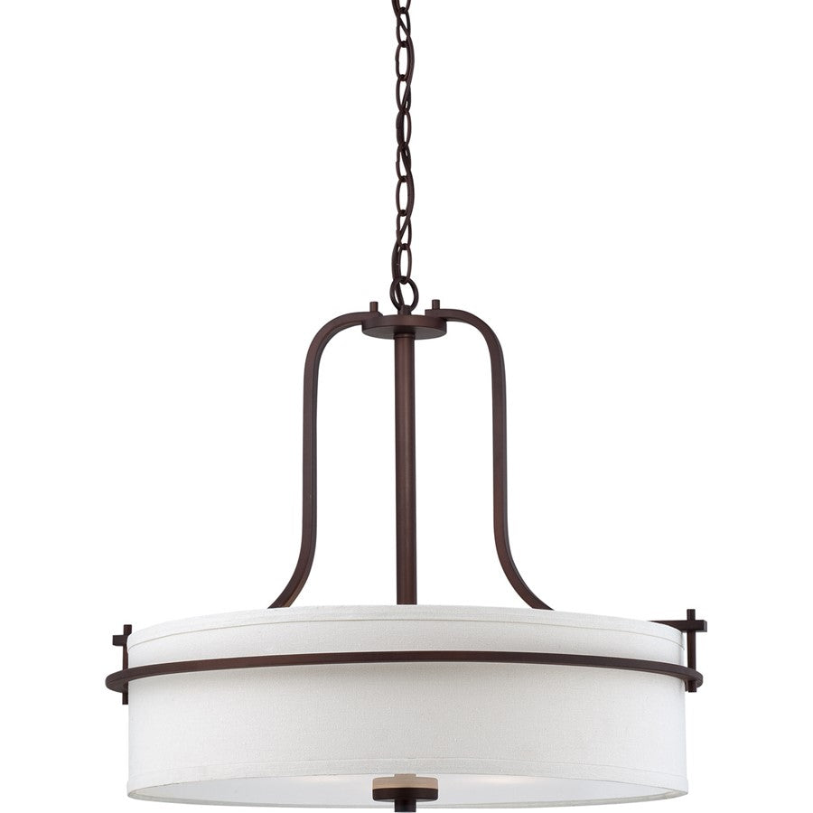 Nuvo Loren 22in 3-Light Pendant | Contemporary Venetian Bronze and White Linen Glass | Kitchen Island & Dining Room | 22 x 22 x 19.75 in | Model 60-5008