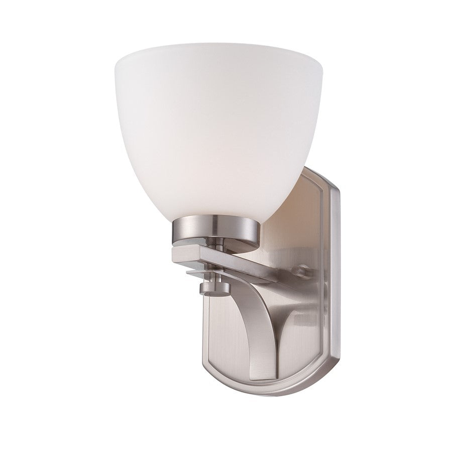 Nuvo Bentley 1-Light Vanity Light | Contemporary Brushed Nickel and Frosted Glass | Bathroom Vanity & Powder Room | 6.625 x 10.25 in | Model 60-5011