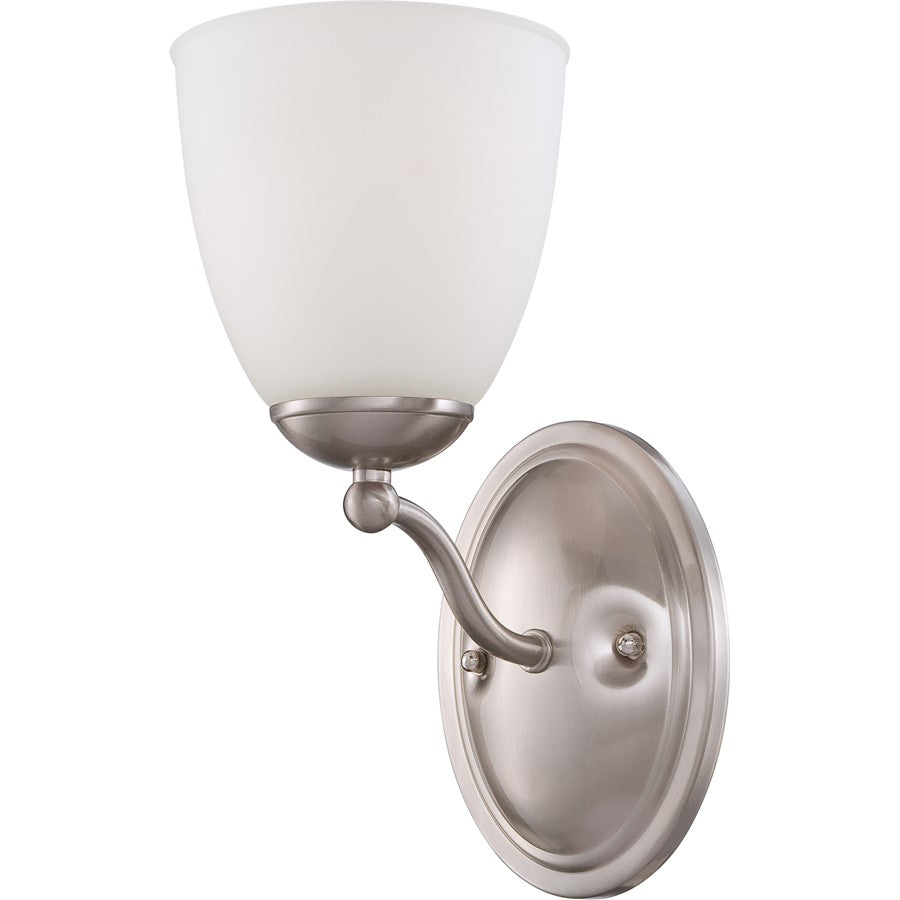 Nuvo Patton 11in 1-Light Vanity Light | Transitional Brushed Nickel and Frosted Glass | Bathroom Vanity | 5.5 x 8 x 11 in | Model 60-5031