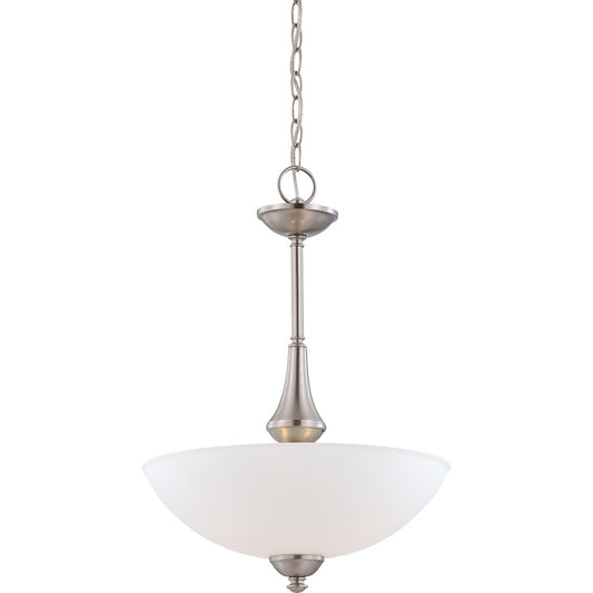 Nuvo Lighting Patton 16in 3-Light Pendant | Transitional Brushed Nickel and Frosted Glass | Kitchen Island & Dining Room | 16 x 16 x 21 in | Model 60-5038