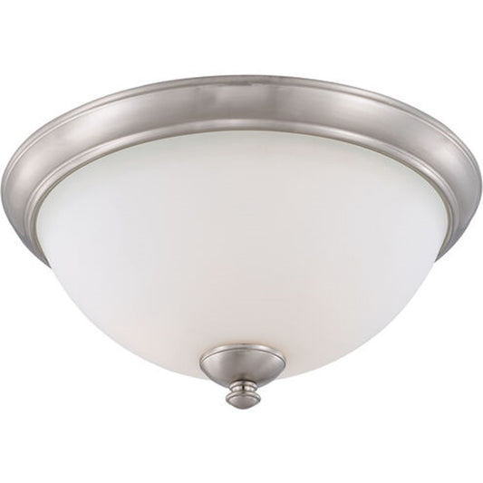 Nuvo Patton 15.75in 3-Light Flush Mount | Transitional Brushed Nickel and Frosted Glass | Hallway & Bathroom Ceiling Light | 15.75 x 15.75 | Model 60-5041