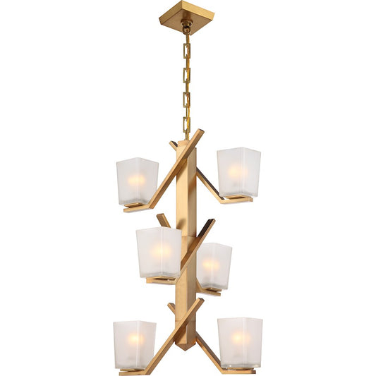 Nuvo Lighting Timone 30in 6-Light Pendant | Vintage Brass Steel | Kitchen Island & Dining Room | 30.38 in H, 600W Max | Model 60-5084