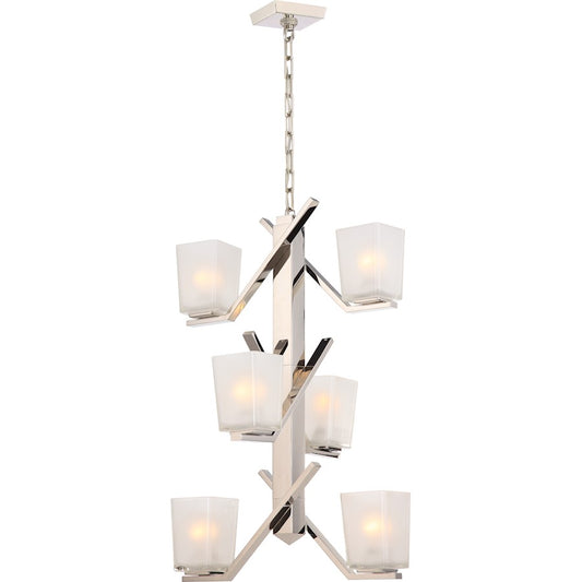 Nuvo Lighting Timone 30in 6-Light Pendant | Modern Polished Nickel and Clear Glass | Kitchen Island & Dining Room | 30 in H | Model 60-5094