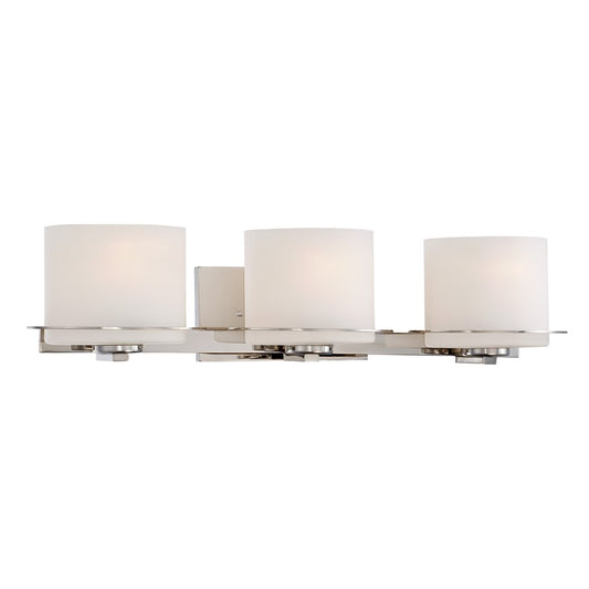 Nuvo Loren 28in 3-Light Vanity Light | Contemporary Polished Nickel and Etched Opal Glass | Bathroom Vanity | 28 x 6.25 x 7.125 in | Model 60-5103