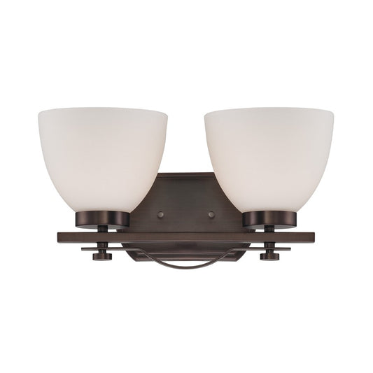 Nuvo Bentley 15in 2-Light Vanity Light | Contemporary Hazel Bronze and Frosted Glass | Bathroom Vanity | 15.25 x 7.875 x 8 in | Model 60-5112