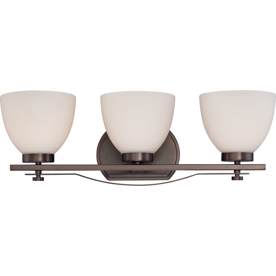 Nuvo Bentley 24in 3-Light Vanity Light | Contemporary Hazel Bronze and Frosted Glass | Bathroom Vanity | 24 x 8 x 7.875 in | Model 60-5113