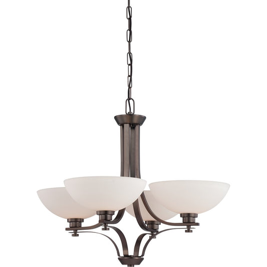 Nuvo Bentley 28in 4-Light Chandelier | Contemporary Hazel Bronze and Frosted Glass | Living Room & Dining Room | 27.6 x 23.4 in | Model 60-5114