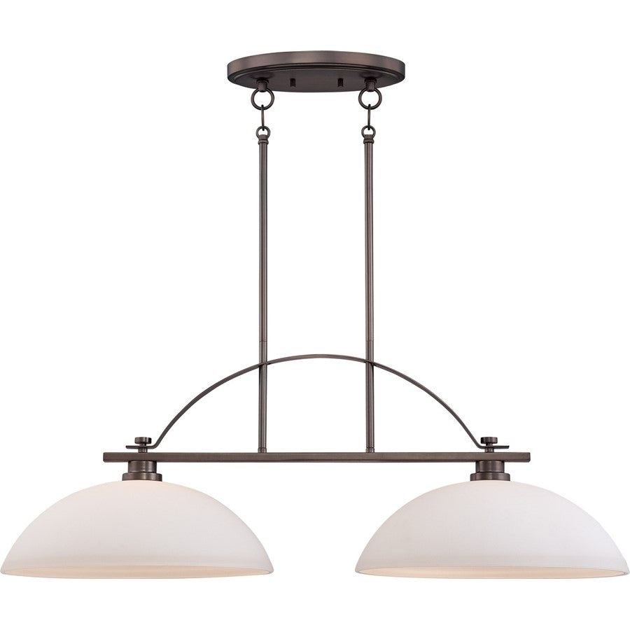 Nuvo Bentley 36in 2-Light Island Pendant | Contemporary Hazel Bronze and Frosted Glass | Kitchen Island & Dining Room | 36 x 16 x 14 in | Model 60-5118