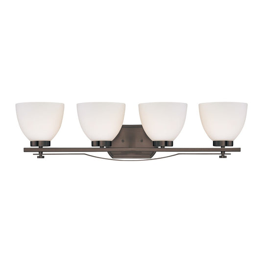 Nuvo Lighting Bentley 33in 4-Light Bathroom Vanity | Contemporary Hazel Bronze and Frosted Glass | Bathroom Vanity & Powder Room | 32.75 x | Model 60-5119