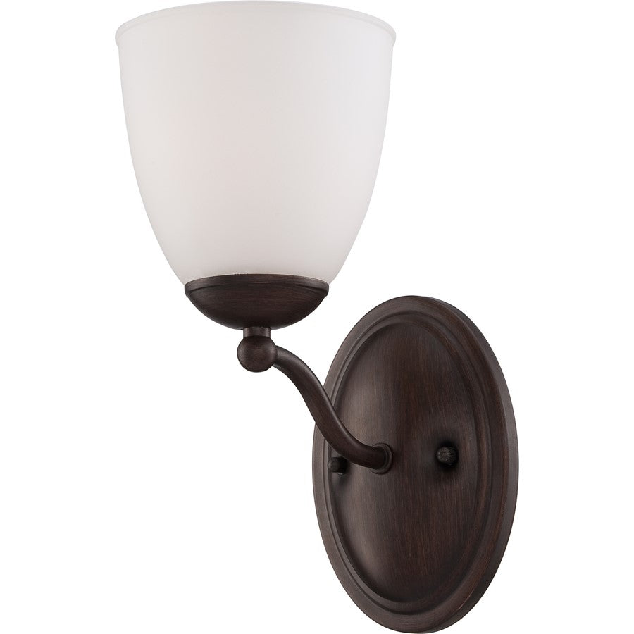 Nuvo Patton 11in 1-Light Vanity Light | Transitional Prairie Bronze and Frosted Glass | Bathroom Vanity & Powder Room | 5.5 x 8 x 11 in | Model 60-5131