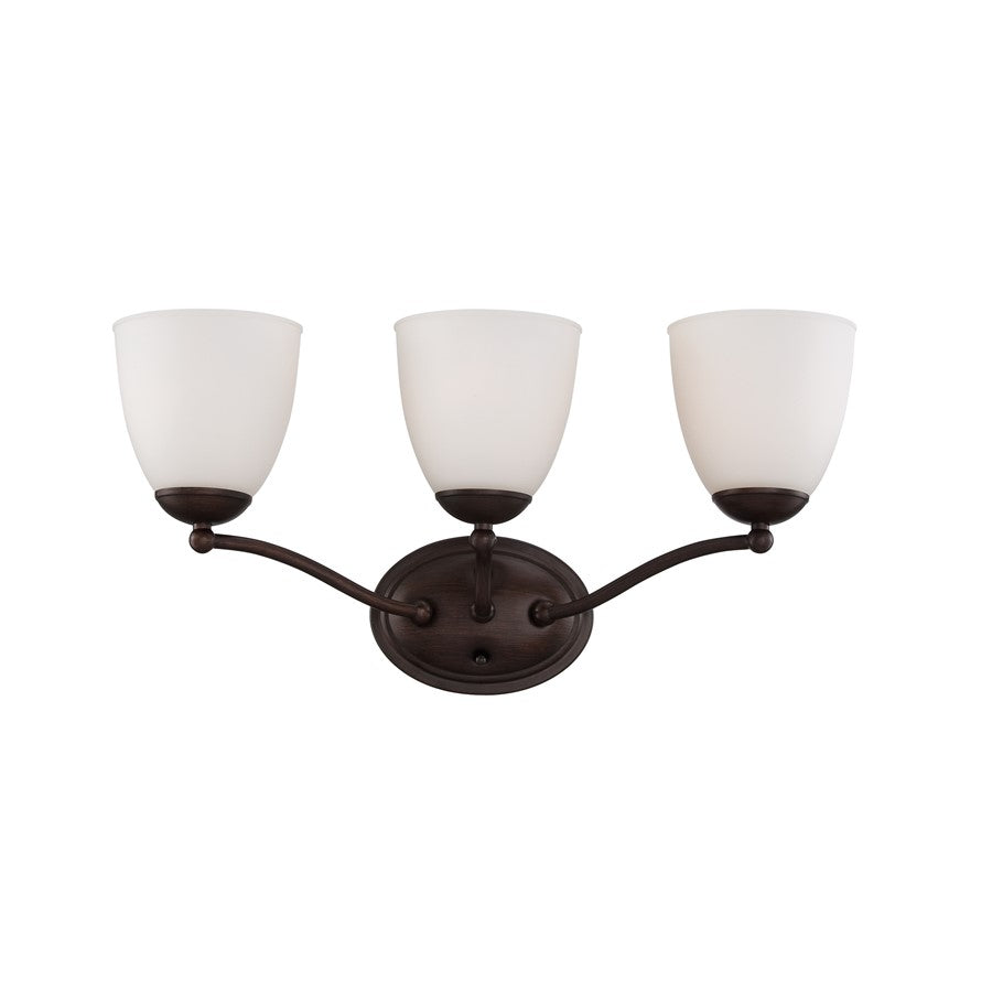 Nuvo Patton 21in 3-Light Vanity Light | Transitional Prairie Bronze and Frosted Glass | Bathroom Vanity | 21 x 10 x 7.5 in | Model 60-5133