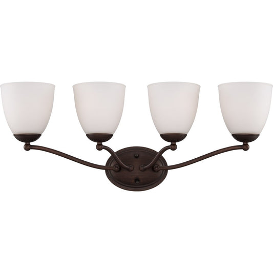 Nuvo Patton 28in 4-Light Vanity Light | Transitional Prairie Bronze and Frosted Glass | Bathroom Vanity | 28 x 7.5 x 11 in | Model 60-5134