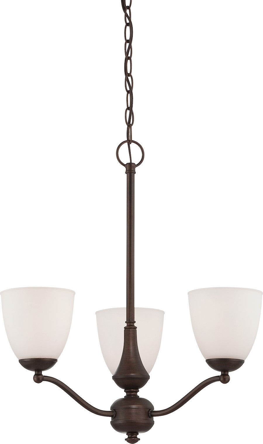 Nuvo Patton 21in 3-Light Chandelier | Transitional Prairie Bronze and Frosted Glass | Dining Room & Living Room | 21 x 23 in | Model 60-5136