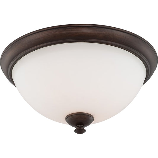 Nuvo Patton 15.75in 3-Light Flush Mount | Transitional Prairie Bronze and Frosted Glass | Entryway & Hallway | 15.75 x 15.75 x 7.75 in | Model 60-5141