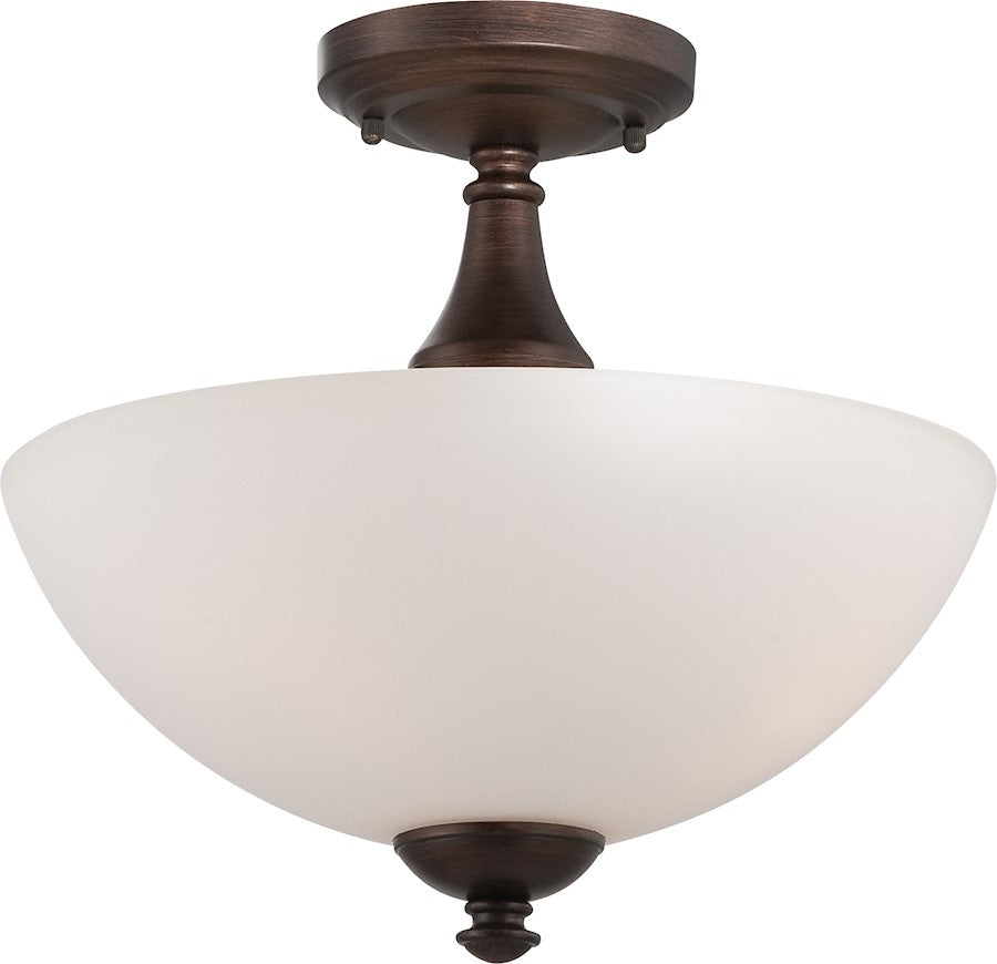 Nuvo Patton 13in 3-Light Semi Flush Mount | Transitional Prairie Bronze and Frosted Glass | Entryway & Hallway | 13 x 13 x 11 in | Model 60-5144
