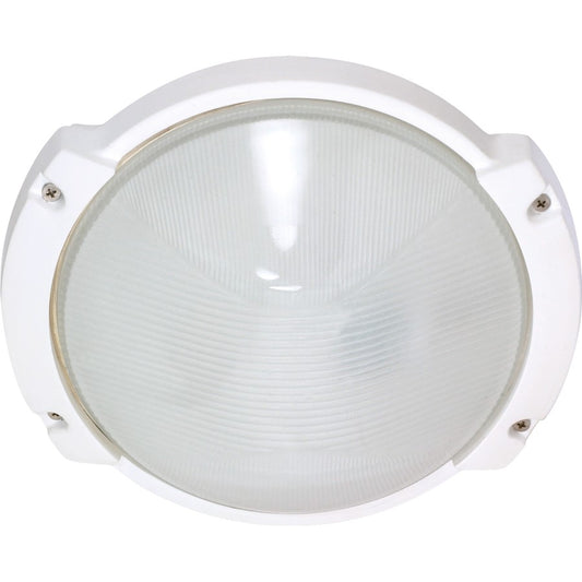 Nuvo 60-516 11in 1-Light Outdoor Wall Light | Industrial Semi Gloss White Die Cast Aluminum and Frosted Glass | Covered Patio & Entryway | Model 60-516