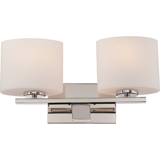 Nuvo Breeze 16.5in 2-Light Vanity Light | Transitional Polished Nickel and Etched Opal Glass | Bathroom Vanity | 16.5 x 8.25 in | Model 60-5172