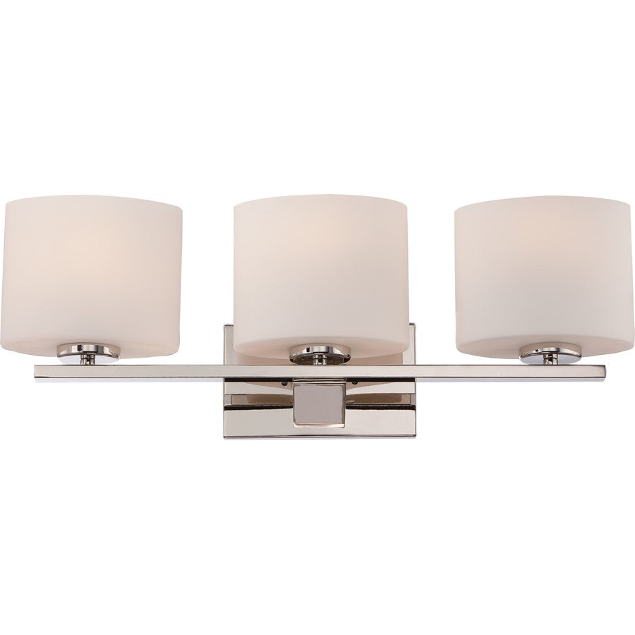 Nuvo Breeze 24in 3-Light Vanity Light | Transitional Polished Nickel and Etched Opal Glass | Bathroom Vanity | 24 x 8.25 x 5.75 in | Model 60-5173