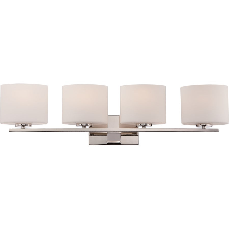 Nuvo Breeze 32in 4-Light Vanity Light | Transitional Polished Nickel and Etched Opal Glass | Bathroom Vanity | 32.62 x 8.25 in | Model 60-5174