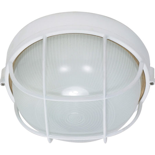 Nuvo 60-518 10in 1-Light Outdoor Bulkhead Wall Light | Semi-Gloss White Die-Cast Aluminum and Frosted Glass | Entryway & Covered Patio | 10 | Model 60-518