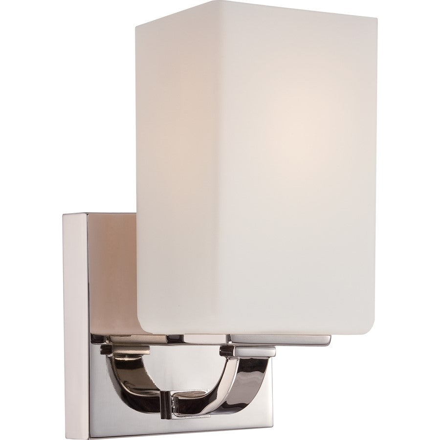 Nuvo Vista 8in 1-Light Vanity Light | Transitional Polished Nickel and Etched Opal Glass | Bathroom Vanity | 4.5 x 8 in | Model 60-5181