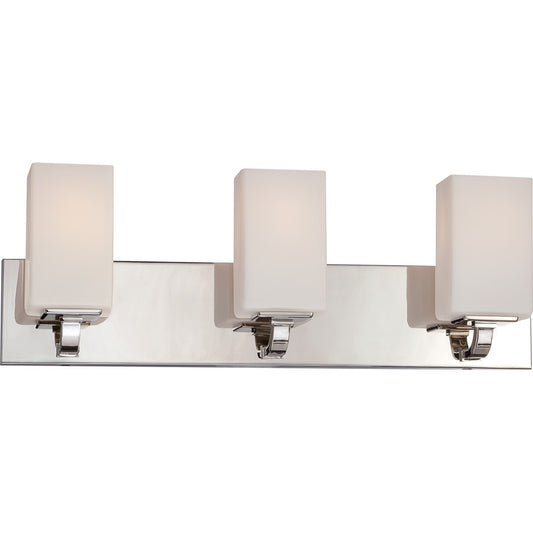 Nuvo Vista 23in 3-Light Vanity Light | Transitional Polished Nickel and Etched Opal Glass | Bathroom Vanity | 23.38 x 8 x 5.38 in | Model 60-5183