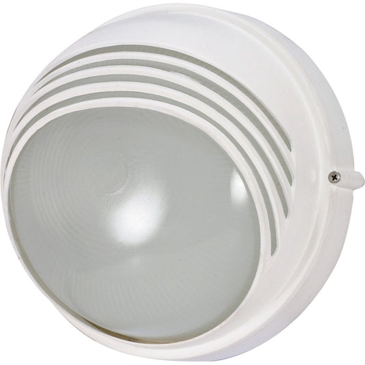 Nuvo 60-520 10in 1-Light Outdoor Bulkhead Light | Industrial Semi Gloss White Die Cast and Frosted Glass | Covered Patio & Entryway | 10 x | Model 60-520