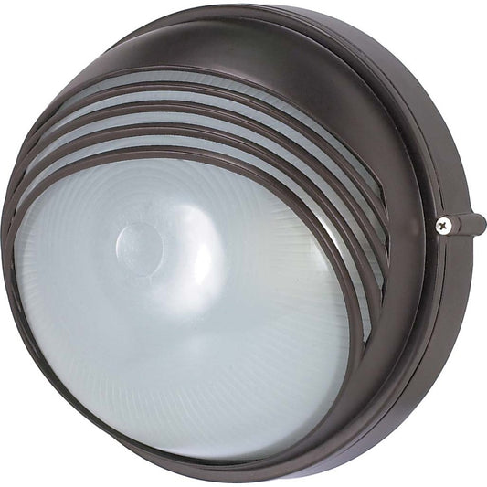 Nuvo 60-521 10in 1-Light Outdoor Bulkhead Wall Light | Industrial Architectural Bronze Die Cast and Frosted Glass | Covered Patio & | Model 60-521