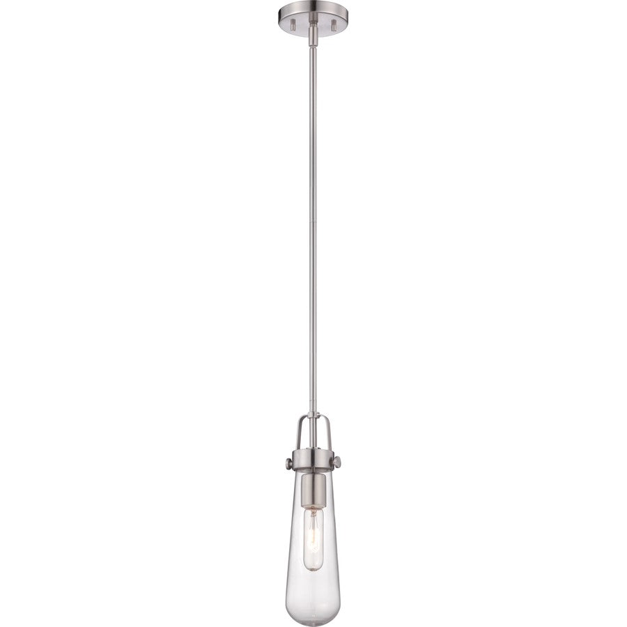 Nuvo Beaker 4.75in 1-Light Mini Pendant | Transitional Brushed Nickel and Clear Glass | Kitchen Island & Dining Room | 4.75 x 4.75 x 52.75 | Model 60-5262
