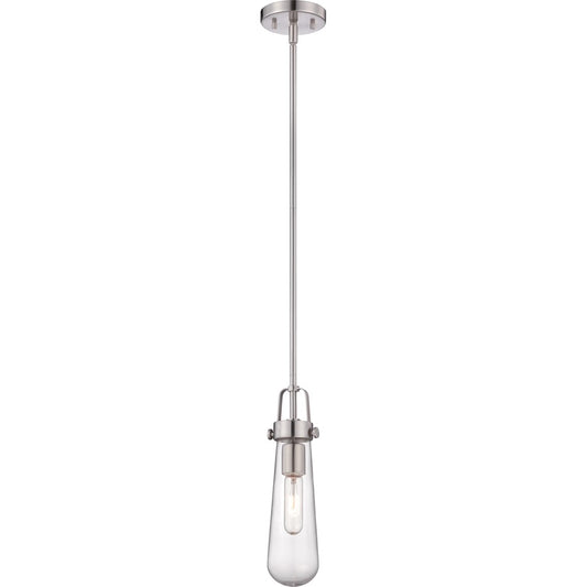 Nuvo Beaker 4.75in 1-Light Mini Pendant | Transitional Brushed Nickel and Clear Glass | Kitchen Island & Dining Room | 4.75 x 4.75 x 52.75 | Model 60-5262