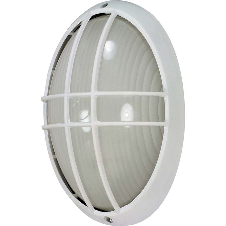 Nuvo 60-528 13in 1-Light Outdoor Wall Light | Industrial Semi Gloss White Die Cast and Frosted Glass | Covered Patio & Entryway | 8.5 x | Model 60-528
