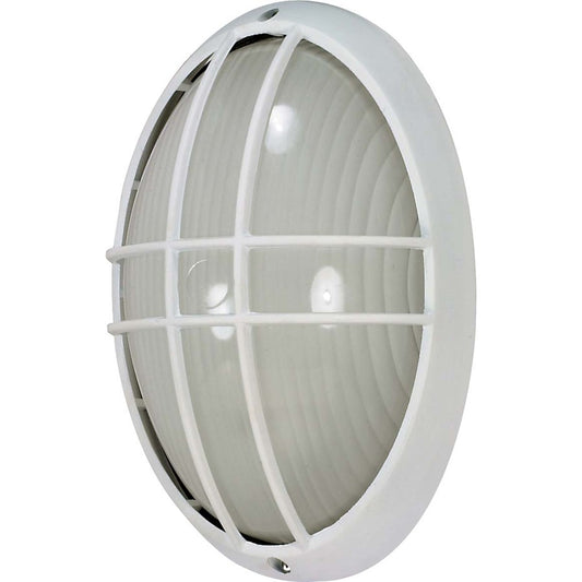 Nuvo 60-528 13in 1-Light Outdoor Wall Light | Industrial Semi Gloss White Die Cast and Frosted Glass | Covered Patio & Entryway | 8.5 x | Model 60-528