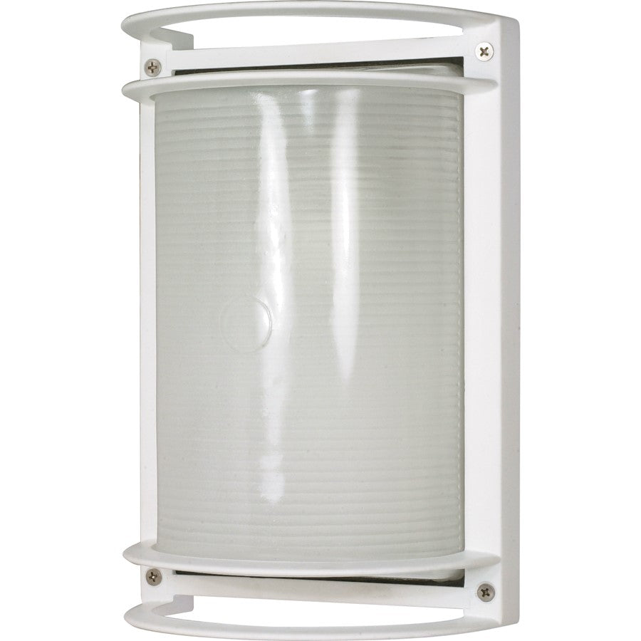 Nuvo 60-530 10in 1-Light Outdoor Wall Light | Semi-Gloss White Die-Cast Aluminum and Frosted Glass | Covered Patio & Entryway | 6.5 x 10 x | Model 60-530