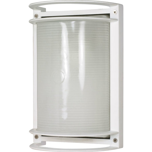 Nuvo 60-530 10in 1-Light Outdoor Wall Light | Semi-Gloss White Die-Cast Aluminum and Frosted Glass | Covered Patio & Entryway | 6.5 x 10 x | Model 60-530