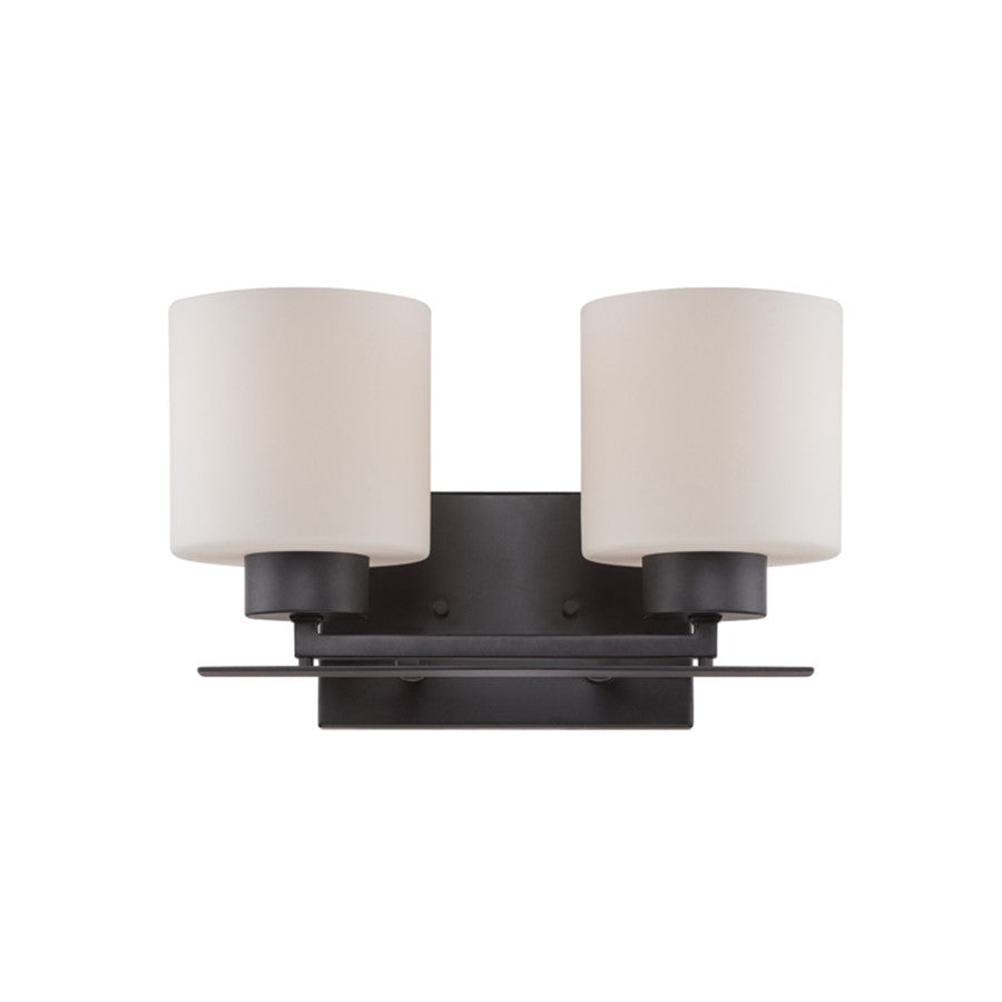 Nuvo Parallel 13in 2-Light Vanity Light | Transitional Aged Bronze and Etched Opal Glass | Bathroom Vanity | 13 x 7.75 x 8.75 in | Model 60-5302