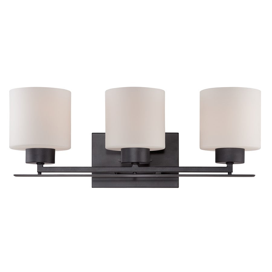 Nuvo Parallel 21in 3-Light Vanity Light | Transitional Aged Bronze and Etched Opal Glass | Bathroom Vanity | 21 x 7.75 x 8.75 in | Model 60-5303