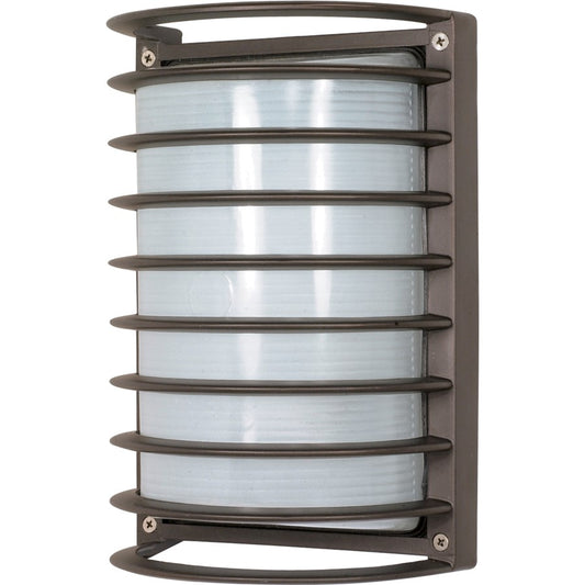 Nuvo 60-533 10in 1-Light Outdoor Bulkhead Wall Light | Industrial Architectural Bronze and Frosted Glass | Covered Patio & Entryway | 10 x | Model 60-533