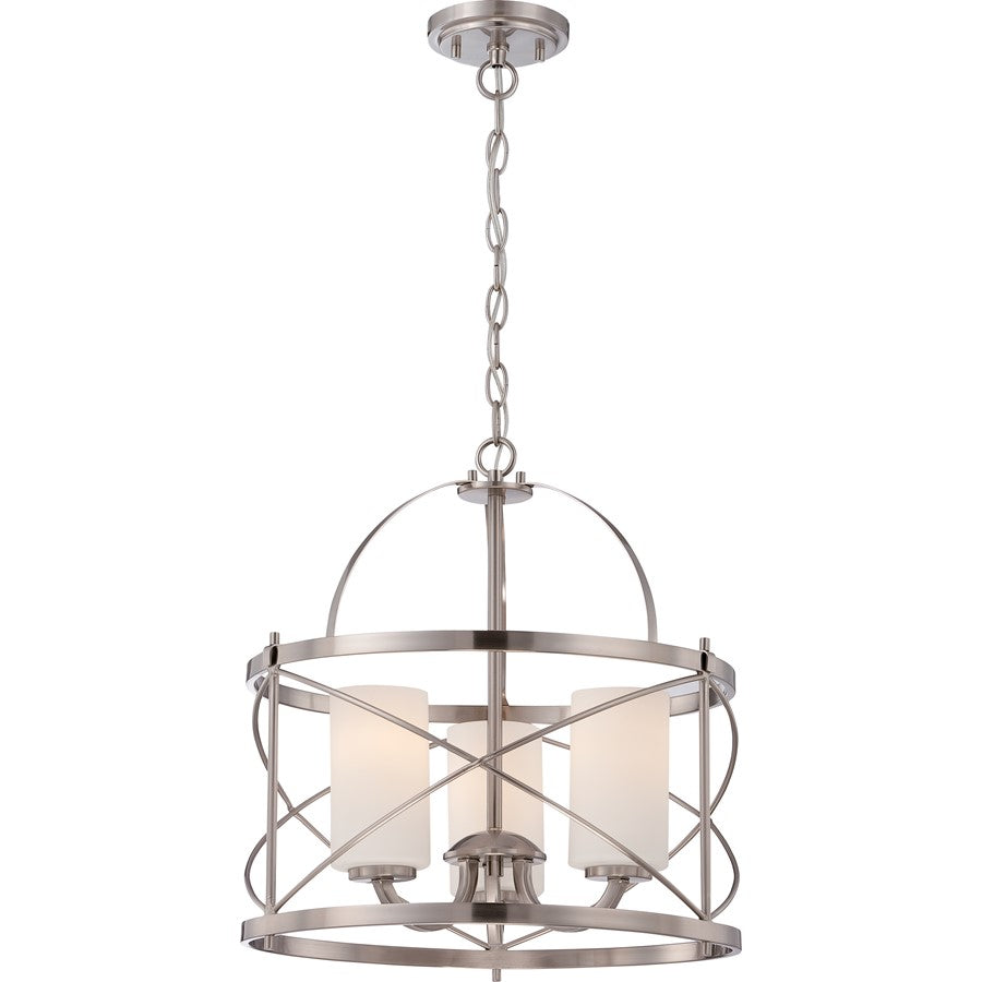 Nuvo Ginger 16in 3-Light Pendant | Traditional Brushed Nickel and Etched Opal Glass | Kitchen Island & Dining Room | 16 x 16 x 17 in | Model 60-5333