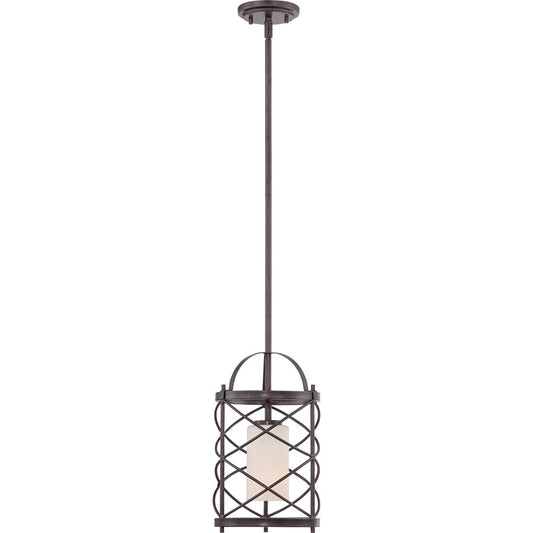 Nuvo Ginger 8in 1-Light Mini Pendant | Traditional Old Bronze and Etched Opal Glass | Kitchen Island & Dining Room | 8 x 8 x 51.75 in | Model 60-5336