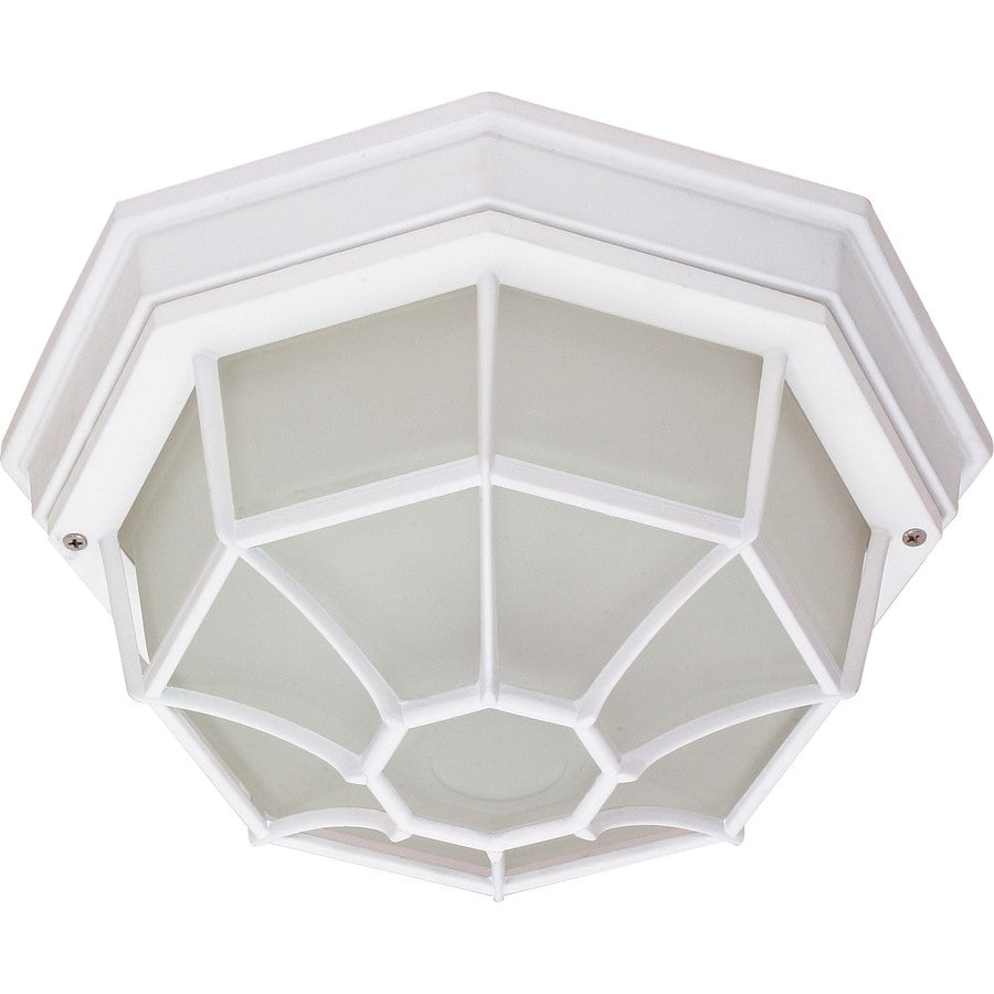 Nuvo 60-534 12in 1-Light Outdoor Flush Mount | White Die Cast and Frosted Glass | Covered Patio & Entryway | 12 x 12 x 6 in | Model 60-534