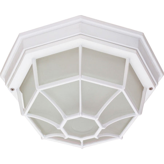 Nuvo 60-534 12in 1-Light Outdoor Flush Mount | White Die Cast and Frosted Glass | Covered Patio & Entryway | 12 x 12 x 6 in | Model 60-534