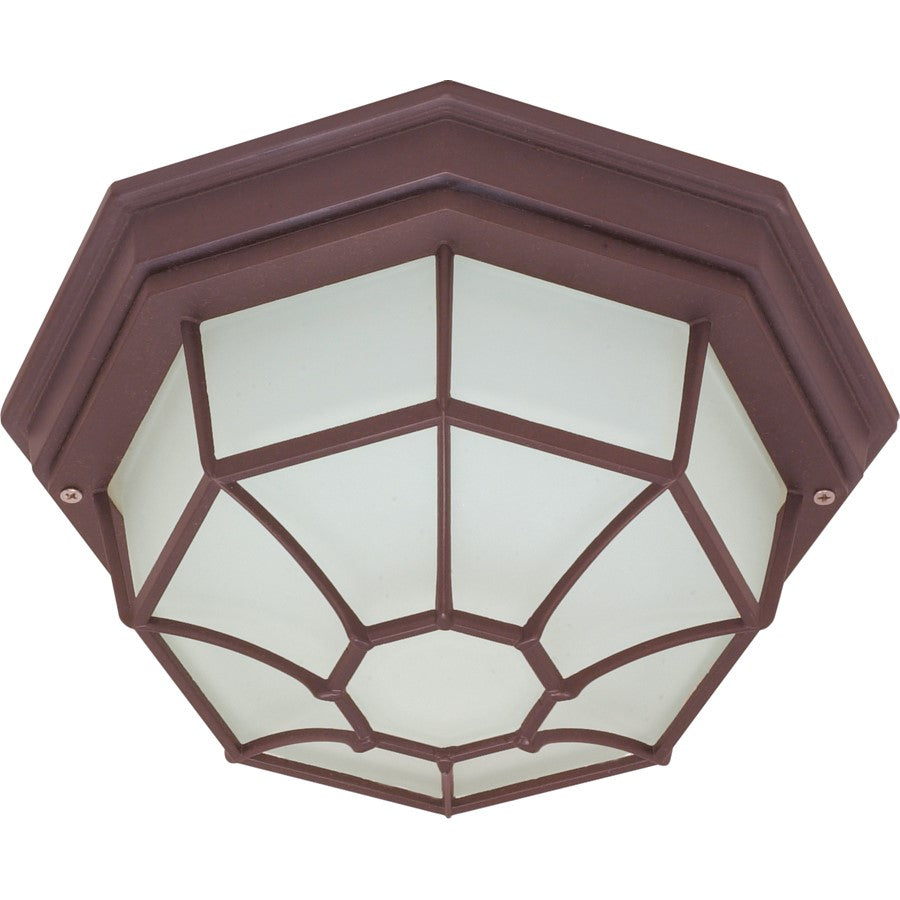 Nuvo 60-535 12in 1-Light Outdoor Flush Mount | Old Bronze Die-Cast Aluminum and Frosted Glass | Covered Patio & Entryway | 12 x 12 x 11.375 | Model 60-535