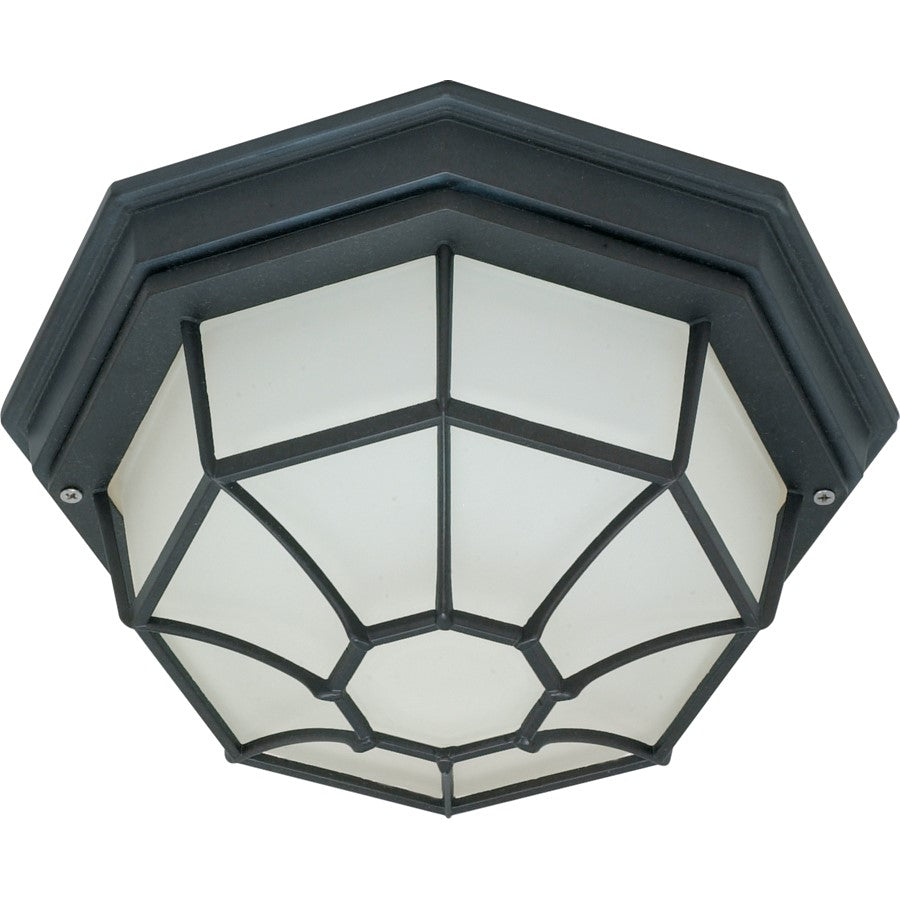 Nuvo 60-536 12in 1-Light Outdoor Flush Mount | Industrial Textured Black Die-Cast and Frosted Glass | Covered Patio & Entryway | 12 x 12 x | Model 60-536