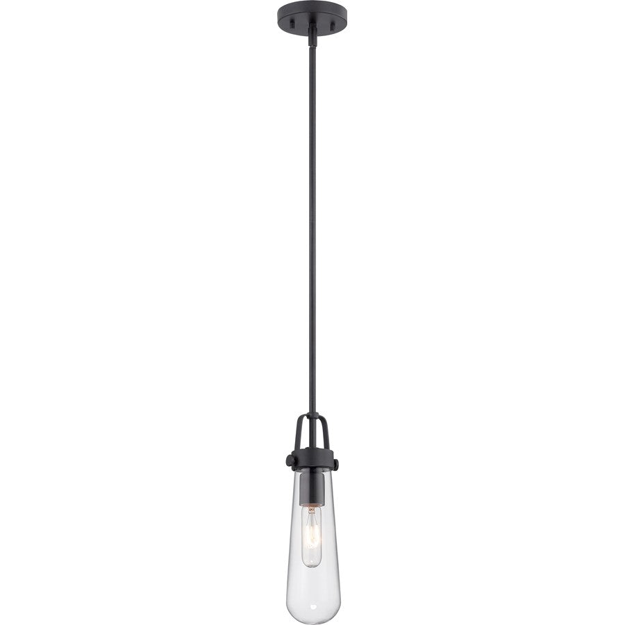 Nuvo Lighting Beaker 4.75in 1-Light Mini Pendant | Transitional Aged Bronze and Clear Glass | Kitchen Island & Dining Room | 4.75 x 4.75 x | Model 60-5362