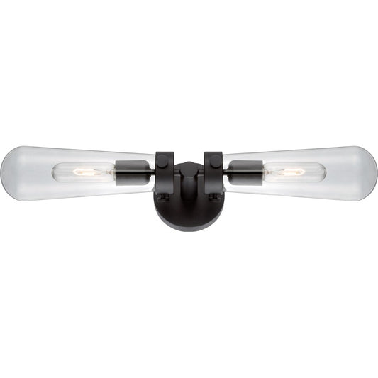 Nuvo Lighting Beaker 24in 2-Light Wall Sconce | Transitional Aged Bronze and Clear Glass | Living Room & Hallway Accent | 23.75 x 5.875 in | Model 60-5363