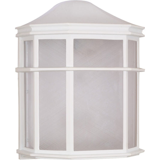 Nuvo 60-537 1-Light Outdoor Wall Sconce | White Die-Cast Cage Lantern with White Acrylic Lens | Covered Patio & Entryway | 7.75 x 9.75 in | Model 60-537