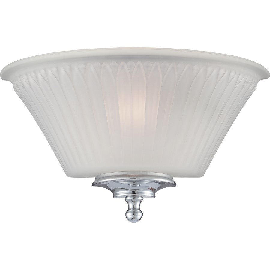 Nuvo Teller 1-Light Wall Sconce | Traditional Polished Chrome and Frosted Glass | Hallway & Bedroom Accent Light | 12 x 6.8 x 6 in | Model 60-5372